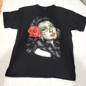 Red Rose Woman - Sugar Skull inspired T-Shirt
